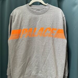 PALACE Gray and Orange Crewneck Sweater